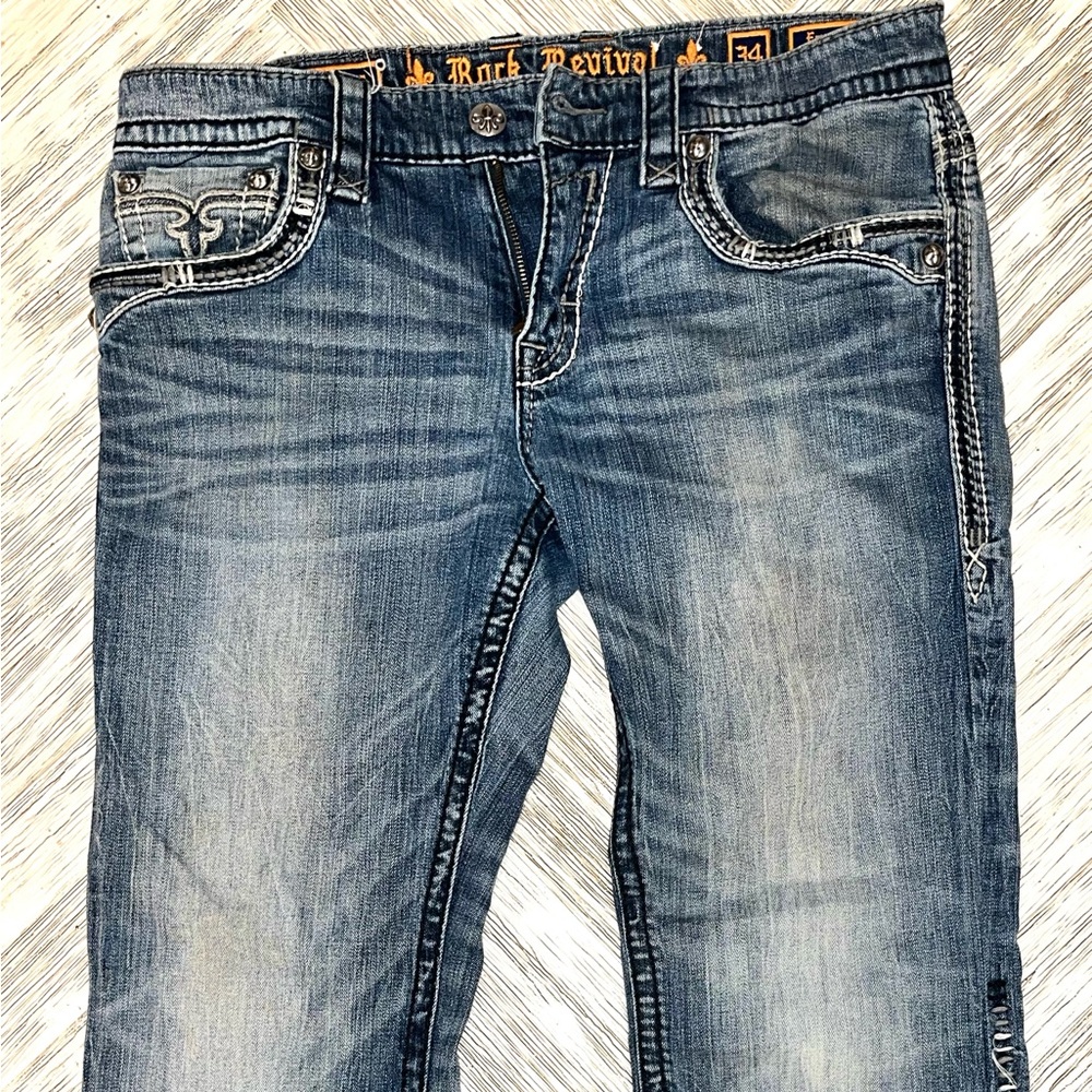 Rock Revival Ewald Men's Faded Blue Jeans